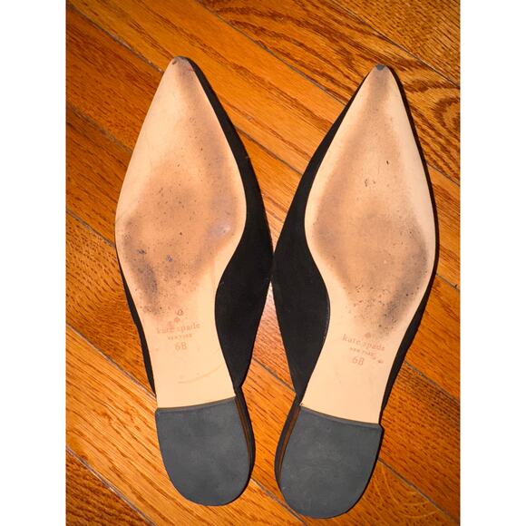 KATE SPADE Irina Flats 6 Black Suede Rhinestone Pointed Toe Mary Jane Mule KA152 - Picture 6 of 7